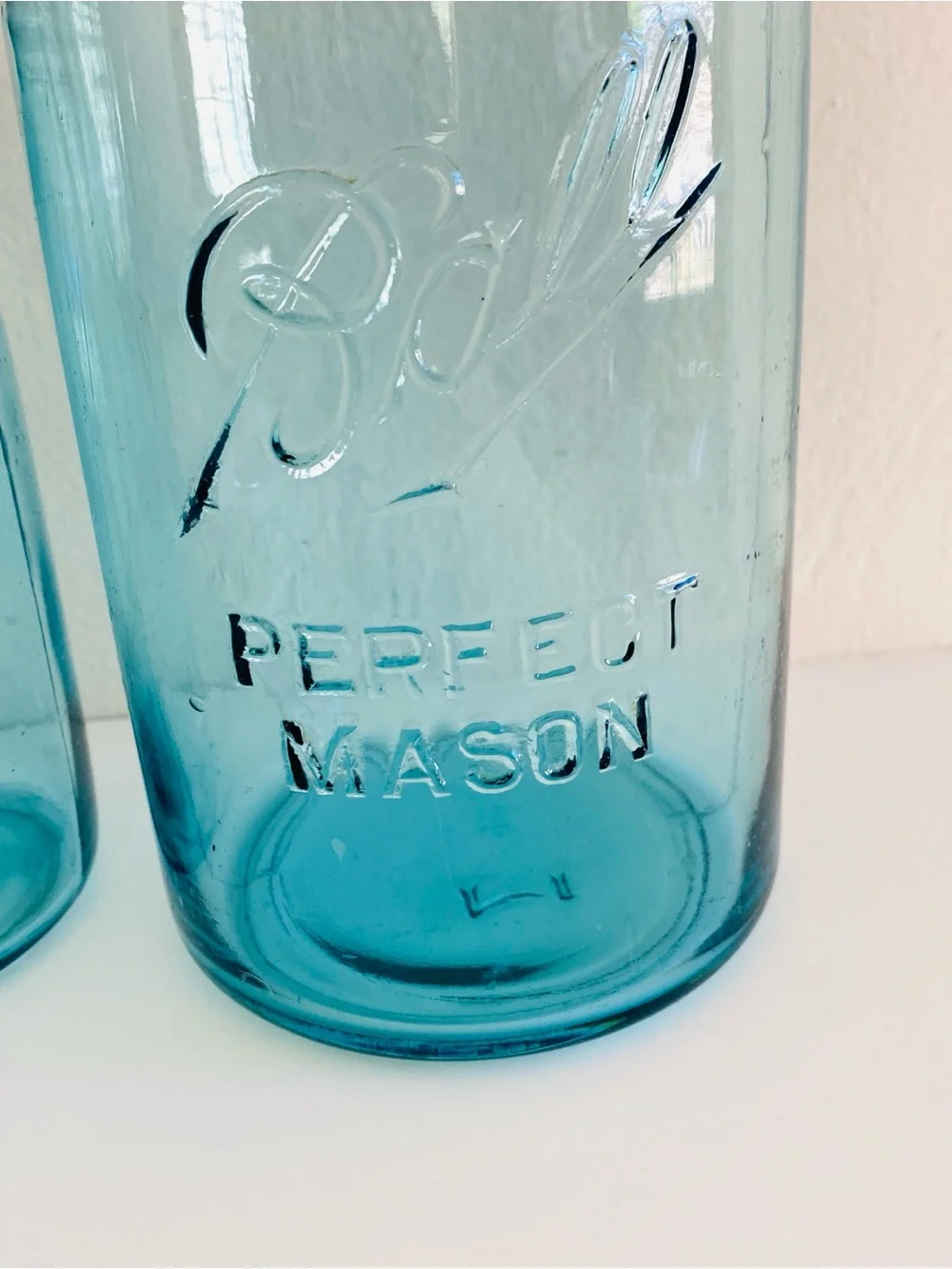 Antique Ball Perfect Mason Blue Canning Jar 1910-23 Quart Zinc Lid Cottagecore